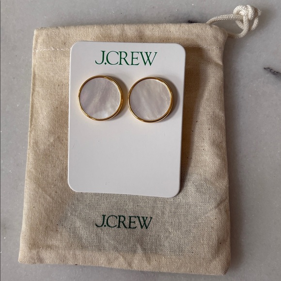 J. Crew Earrings Mother of Pearl Posts pierced NWT - Picture 2 of 3
